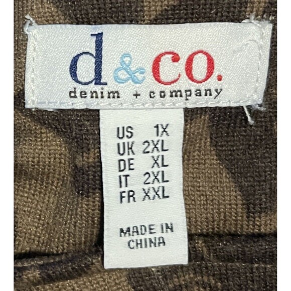DENIM & CO. Floral Print Stretchy Brown Knit Tunic/Sweater Women's 1X - Picture 2 of 9